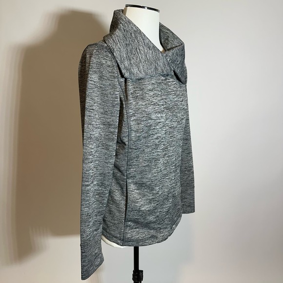 Eddie Bauer Gray Open Front Snap Cowl Neck Active Wrap Womens Size Medium M - Picture 2 of 11